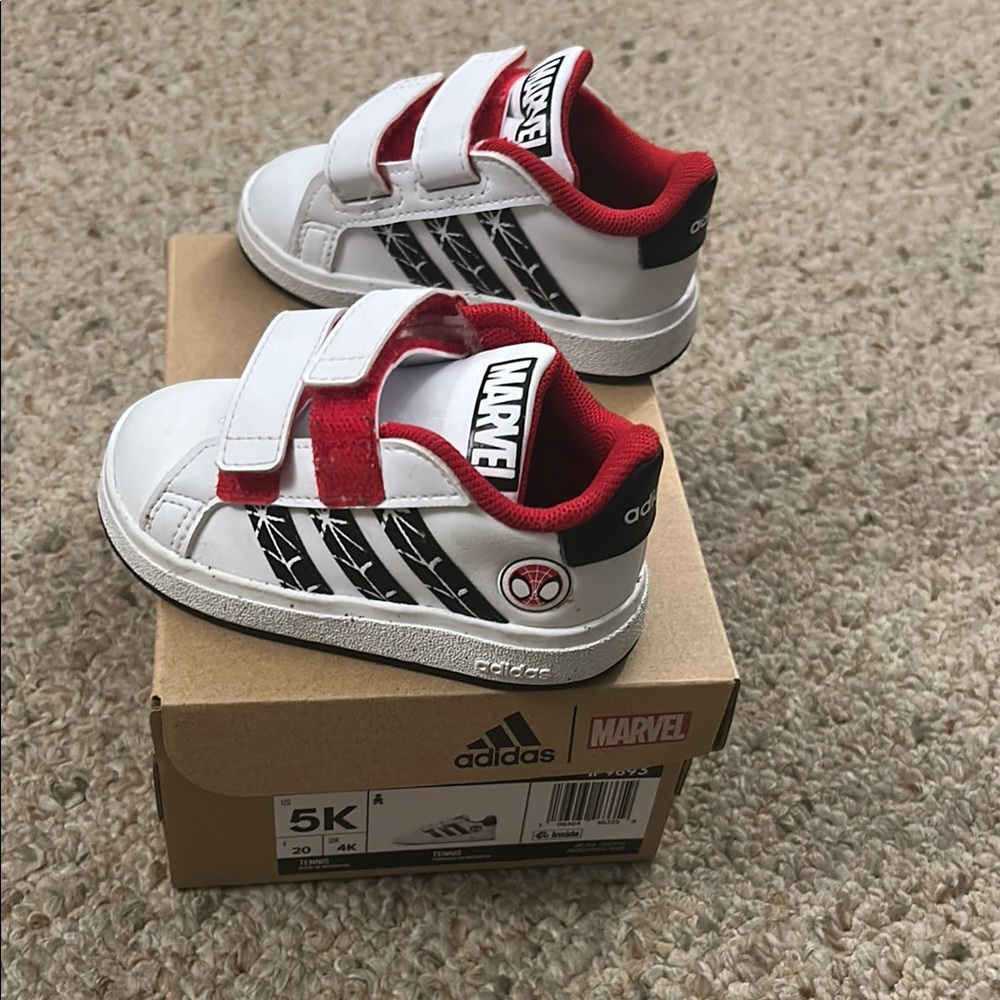 Adidas Red and White Sneakers with Velcro Straps